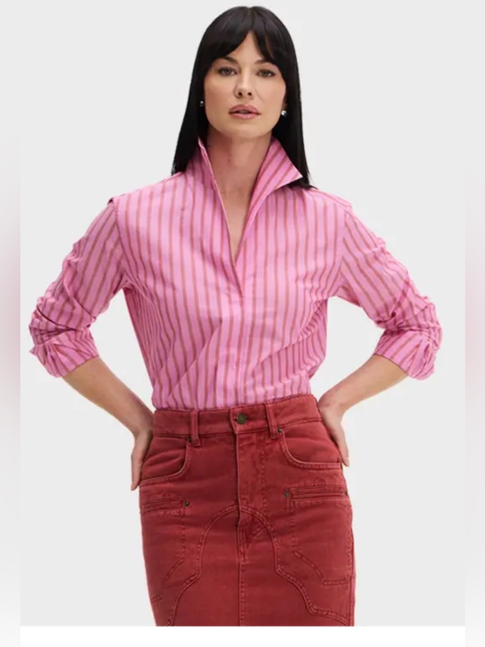 NEW SARAH ALEXANDRA cherry blossom signature blouse in pink/red  stripe